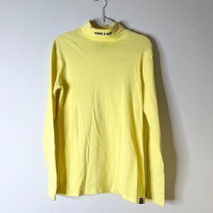 PRIVE x BBH Top Women L Yellow Turtleneck Pullover Cotton Preppy Athleisure NWT